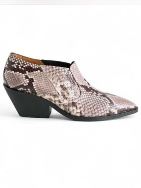 & Other Stories | Leather Snakeskin Print Low Cut Boots Pointed Toe Woman 7